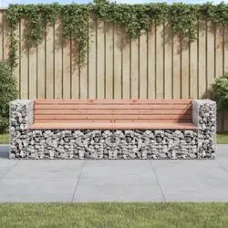 vidaXL Garden Bench Gabion Solid Wood Douglas Fir 244 x 71 x 65.5 cm (3196240) vidaXL Garden Bench Gabion Solid Wood Douglas Fir 244 x 71 x 65.5 cm (3196240)