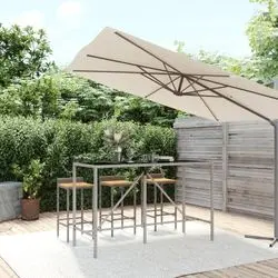vidaXL Bar table with glass top poly rattan 180 x 70 x 110 cm (362592) vidaXL Bar table with glass top poly rattan 180 x 70 x 110 cm (362592)