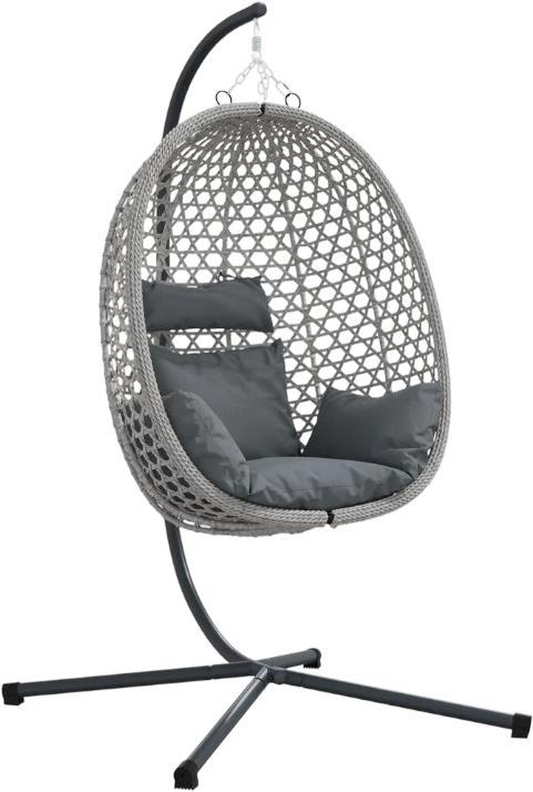 vidaXL Hanging Egg Chair Basket with Frame Poly Rattan (42003850) vidaXL Hanging Egg Chair Basket with Frame Poly Rattan (42003850)