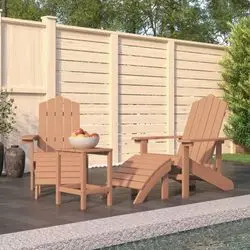 vidaXL Adirondack garden chair with ottoman and table HDPE (3095712) vidaXL Adirondack garden chair with ottoman and table HDPE (3095712)