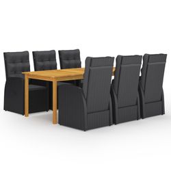 vidaXL Garden dining set with cushion poly rattan 7-piece (3095291) vidaXL Garden dining set with cushion poly rattan 7-piece (3095291)