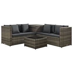 vidaXL Garden lounge set with cushion poly rattan 4-piece (313137) vidaXL Garden lounge set with cushion poly rattan 4-piece (313137)