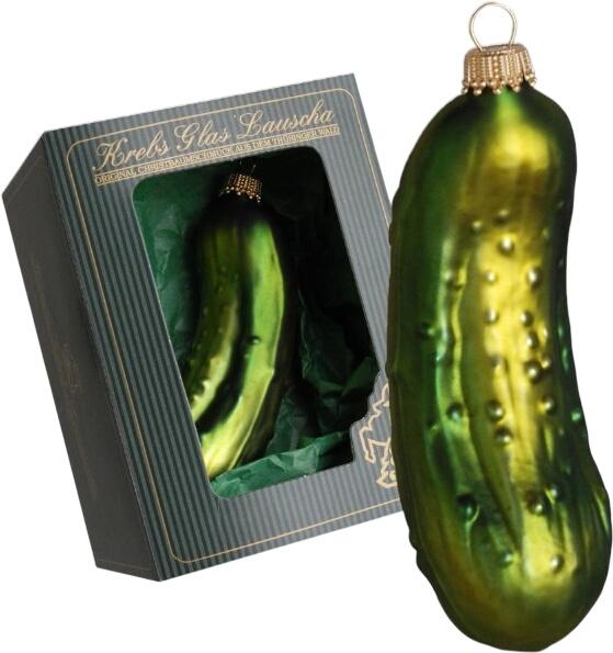 Krebs Glas Lauscha Christmas pickle tree ornament green 10 cm Krebs Glas Lauscha Christmas pickle tree ornament green 10 cm