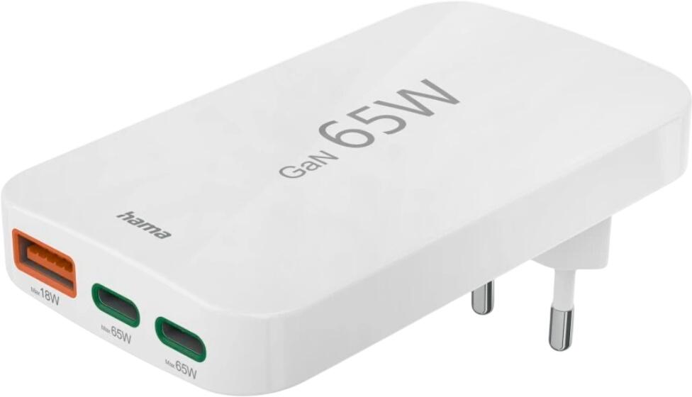 Hama Flat Mini Charger 2x USB-C 1x USB-A PD 65W (00201976) Hama Flat Mini Charger 2x USB-C 1x USB-A PD 65W (00201976)