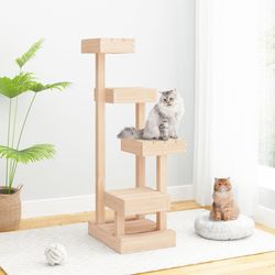 vidaXL Solid Wood Pine Cat Tree 45.5 x 49 x 103 cm (824648) vidaXL Solid Wood Pine Cat Tree 45.5 x 49 x 103 cm (824648)