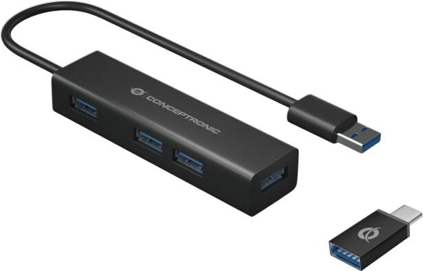Conceptronic 4-Port USB 3.0 Hub and OTG Adapter for USB-C (HUBBIES06B) Conceptronic 4-Port USB 3.0 Hub and OTG Adapter for USB-C (HUBBIES06B)