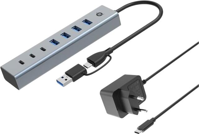 Conceptronic 7-Port USB 3.2 Gen 1 Hub with Power Supply (HUBBIES20GP) Conceptronic 7-Port USB 3.2 Gen 1 Hub with Power Supply (HUBBIES20GP)