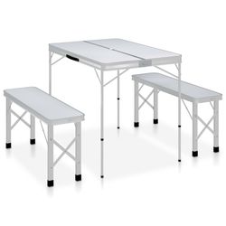 vidaXL Folding camping table with 2 benches (48181) vidaXL Folding camping table with 2 benches (48181)