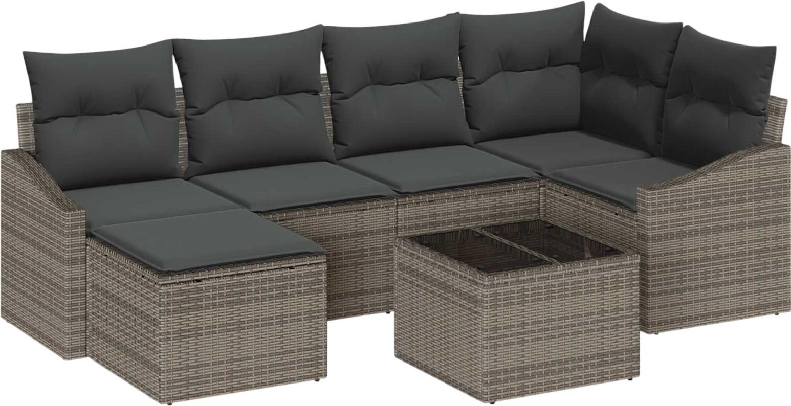 vidaXL Garden dining set with cushions and storage 7-piece (3355468) vidaXL Garden dining set with cushions and storage 7-piece (3355468)