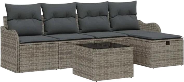 vidaXL Garden Sofa Set with Cushions Polyrattan 6-piece (3358968) vidaXL Garden Sofa Set with Cushions Polyrattan 6-piece (3358968)
