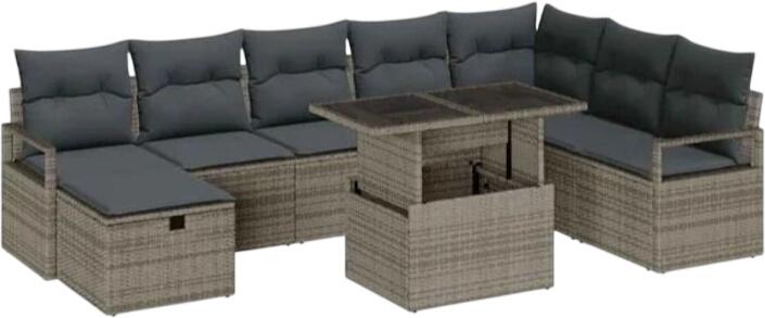 vidaXL Garden Sofa Set with Cushions Polyrattan 9-piece (3359816) vidaXL Garden Sofa Set with Cushions Polyrattan 9-piece (3359816)