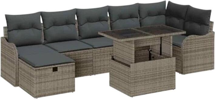 vidaXL Garden Sofa Set with Cushions Polyrattan 8-piece (3361058) vidaXL Garden Sofa Set with Cushions Polyrattan 8-piece (3361058)