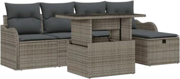 vidaXL Garden Sofa Set with Cushions Polyrattan 6-piece (3359706) vidaXL Garden Sofa Set with Cushions Polyrattan 6-piece (3359706)