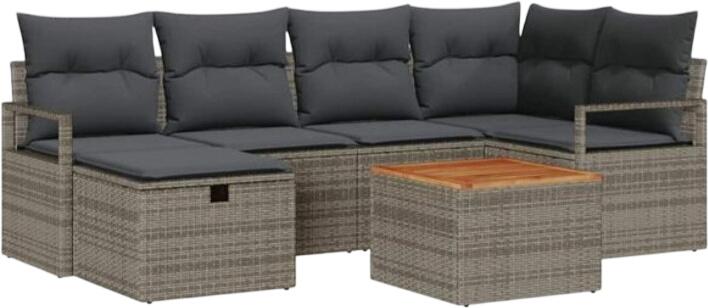 vidaXL Garden Sofa Set with Cushions Polyrattan 7-piece (3360870) vidaXL Garden Sofa Set with Cushions Polyrattan 7-piece (3360870)
