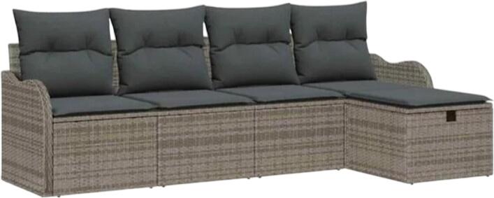 vidaXL Garden sofa set with cushions poly rattan 5-piece (3358958) vidaXL Garden sofa set with cushions poly rattan 5-piece (3358958)