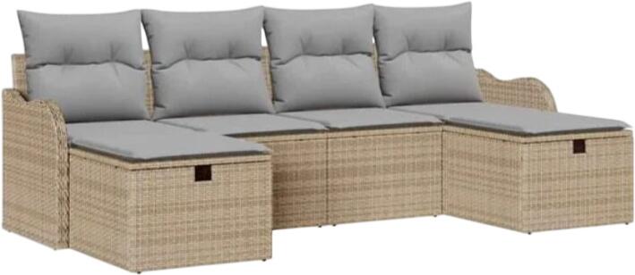 vidaXL Garden sofa set with cushions poly rattan 6-piece (3360351) vidaXL Garden sofa set with cushions poly rattan 6-piece (3360351)