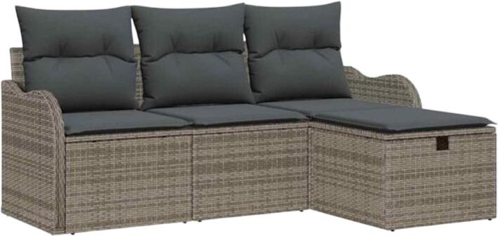 vidaXL Garden Sofa Set with Cushions Polyrattan 4-piece (3360280) vidaXL Garden Sofa Set with Cushions Polyrattan 4-piece (3360280)