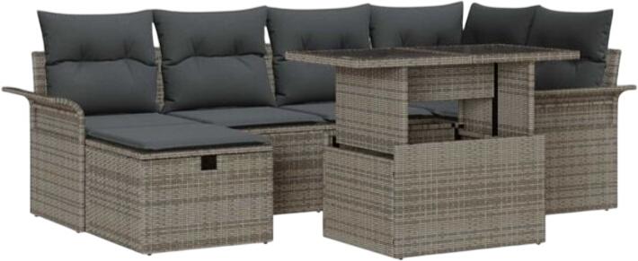 vidaXL Garden Sofa Set with Cushions Polyrattan 7-piece (3361008) vidaXL Garden Sofa Set with Cushions Polyrattan 7-piece (3361008)