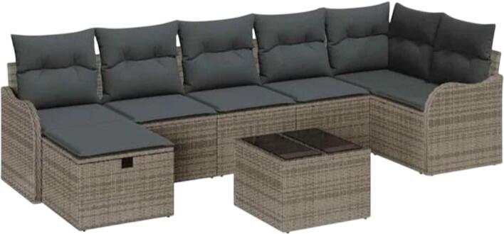 vidaXL Garden Sofa Set with Cushions Polyrattan 8-piece (3360340) vidaXL Garden Sofa Set with Cushions Polyrattan 8-piece (3360340)