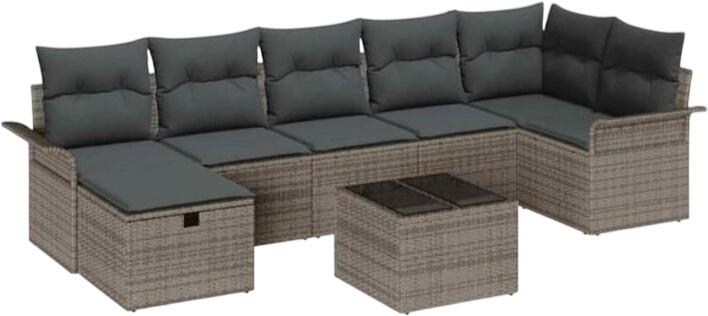 vidaXL Garden Sofa Set with Cushions Polyrattan 8-piece (3358908) vidaXL Garden Sofa Set with Cushions Polyrattan 8-piece (3358908)