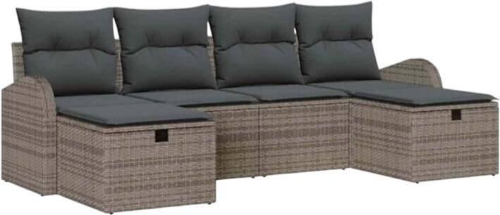 vidaXL Garden sofa set with cushions poly rattan 6-piece (3360450) vidaXL Garden sofa set with cushions poly rattan 6-piece (3360450)