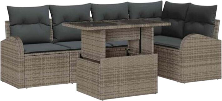 vidaXL Garden Sofa Set with Cushions Poly Rattan 6-piece (3357382) vidaXL Garden Sofa Set with Cushions Poly Rattan 6-piece (3357382)