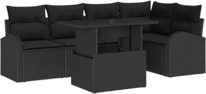 vidaXL Garden sofa set with cushions poly rattan 6-piece (3357386) vidaXL Garden sofa set with cushions poly rattan 6-piece (3357386)