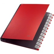 LEITZ plastic desk binder, tabs A-Z, 24 compartments, red LEITZ plastic desk binder, tabs A-Z, 24 compartments, red