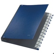 LEITZ Plastic Desk Binder, Tabs A-Z, 24 Compartments, Blue LEITZ Plastic Desk Binder, Tabs A-Z, 24 Compartments, Blue