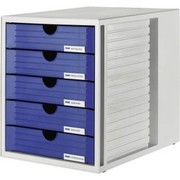 Drawer box Han System-Box, 5 compartments, gray body, closed drawer blue Drawer box Han System-Box, 5 compartments, gray body, closed drawer blue