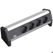 Bachmann Modulsystem DESK Power Strip Black/Silver 4x Schuko Socket BMN3391000 Bachmann Modulsystem DESK Power Strip Black/Silver 4x Schuko Socket BMN3391000