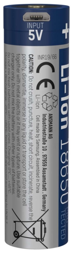 Ansmann Li-Ion Battery 18650 2600 mAh with Micro-USB Charging Port (1307-0002) Ansmann Li-Ion Battery 18650 2600 mAh with Micro-USB Charging Port (1307-0002)
