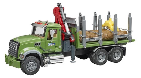 Bruder MACK Granite Timber Transport Truck with Loading Crane Bruder MACK Granite Timber Transport Truck with Loading Crane