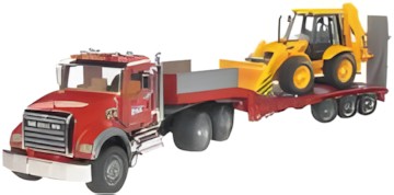 Bruder MACK Granite Low Loader with CAT Bulldozer JCB 4CX Bruder MACK Granite Low Loader with CAT Bulldozer JCB 4CX