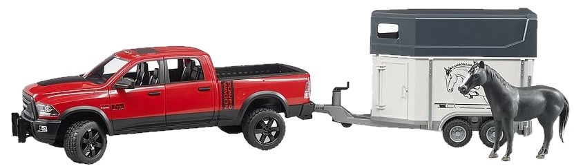 Bruder RAM 2500 Power Wagon with horse trailer and horse Bruder RAM 2500 Power Wagon with horse trailer and horse