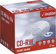 Imation CD-RW 700MB 4-12x 10 Pack Jewel Case Imation CD-RW 700MB 4-12x 10 Pack Jewel Case