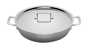 Le Creuset 3-ply stainless steel shallow casserole with lid 24 cm Le Creuset 3-ply stainless steel shallow casserole with lid 24 cm
