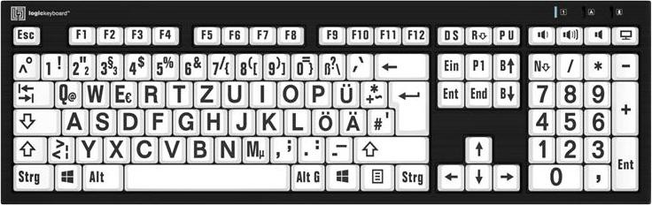 Logickeyboard LargePrint Black on White PC Nero SlimLine German (LKB-LPBW-BJPU-DE) Logickeyboard LargePrint Black on White PC Nero SlimLine German (LKB-LPBW-BJPU-DE)