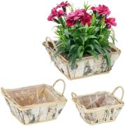 Relaxdays Square Birch Flower Pot Set of 3 (10042591) Relaxdays Square Birch Flower Pot Set of 3 (10042591)