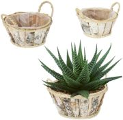 Relaxdays Round birch flowerpot set of 3 (10042590) Relaxdays Round birch flowerpot set of 3 (10042590)