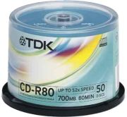 TDK CD-R 80min/700MB 50 Pack Spindle TDK CD-R 80min/700MB 50 Pack Spindle