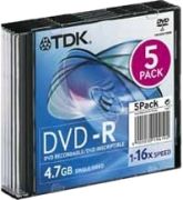 TDK DVD-R 4.7GB 16x Slim Case 10 Pack TDK DVD-R 4.7GB 16x Slim Case 10 Pack