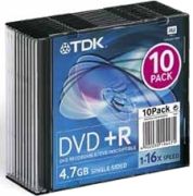 TDK DVD+R 4.7GB 16x Slim Case 10 Pack TDK DVD+R 4.7GB 16x Slim Case 10 Pack
