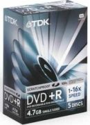 TDK DVD+R 4.7GB 16x Videobox Scratchproof 5 Pack TDK DVD+R 4.7GB 16x Videobox Scratchproof 5 Pack