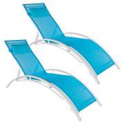 tectake Aluminum Garden Lounger 5-Position Set of 2 tectake Aluminum Garden Lounger 5-Position Set of 2