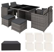 TecTake Manhattan Aluminum Rattan Seating Set 4+4+1 with Protective Cover TecTake Manhattan Aluminum Rattan Seating Set 4+4+1 with Protective Cover