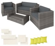TecTake Munich rattan lounge with aluminum frame including covers TecTake Munich rattan lounge with aluminum frame including covers