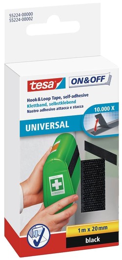 Tesa On & Off hook and loop tape 20 mm x 250 cm Tesa On & Off hook and loop tape 20 mm x 250 cm