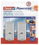 Tesa Powerstrips Hook Large Classic 2 kg chrome 2 pcs Tesa Powerstrips Hook Large Classic 2 kg chrome 2 pcs