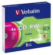 Verbatim CD-RW Color 4x 5 pcs 43133 Verbatim CD-RW Color 4x 5 pcs 43133